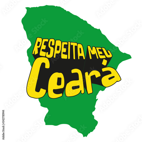 Mapa do Ceará com frase de Orgulho de ser Cearense Estilizada em Vetor 