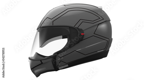 Grey Modular Helmet Side View. Isolated on White. 3D Render. 3D Illustration