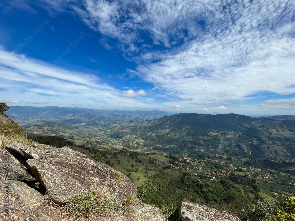 Panoramic view of nature in São Paulo State seen from the mountain called Pedra do Baú.