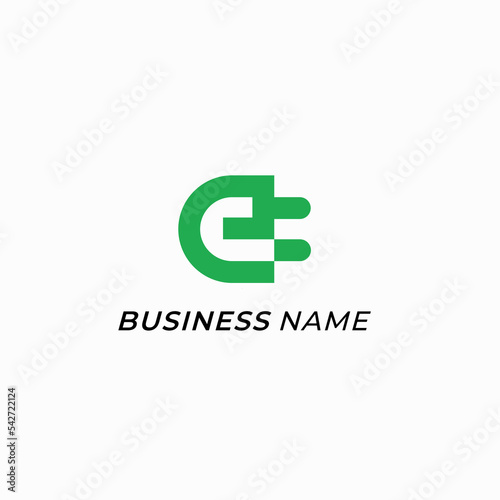 logo creative letter E and electric plug