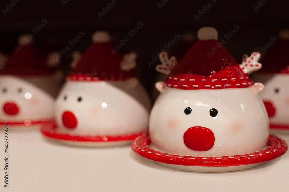 funny chistmas deer in red hat on backgroud funny chistmas deer in red hat on backgroud