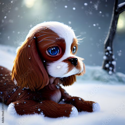 Cocker Spaniel Puppy, in Winter, made by AI