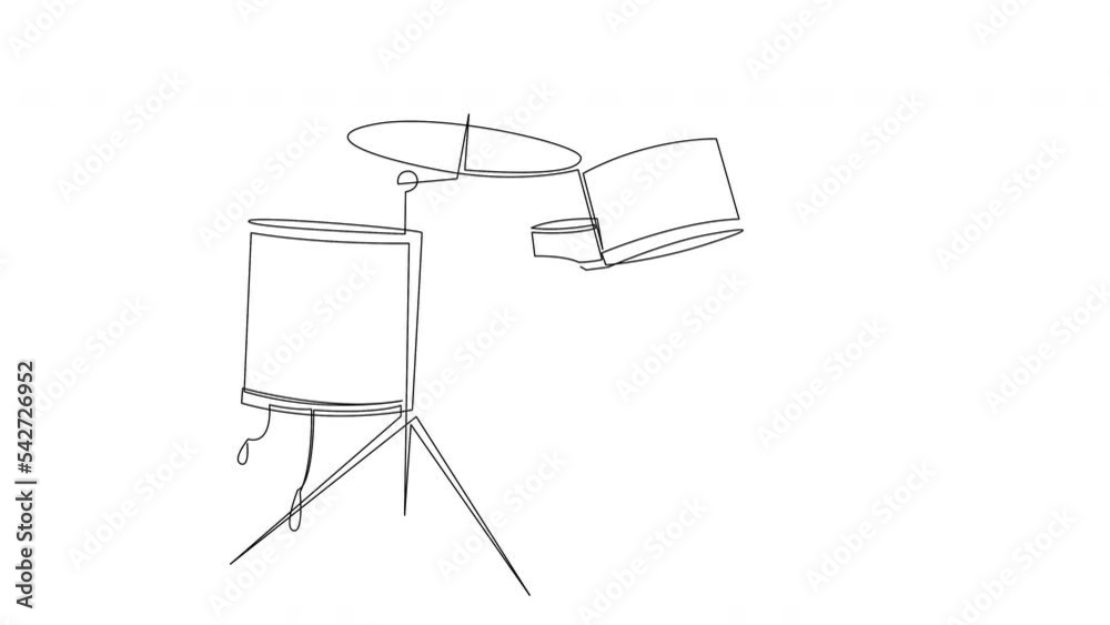 Self drawing animation of continuous line drawing of drum instrument. Drum set minimalist line design. Full length one line animation illustration. Self drawing animation of continuous line drawing of drum instrument. Drum set minimalist line design. Full length one line animation illustration.
