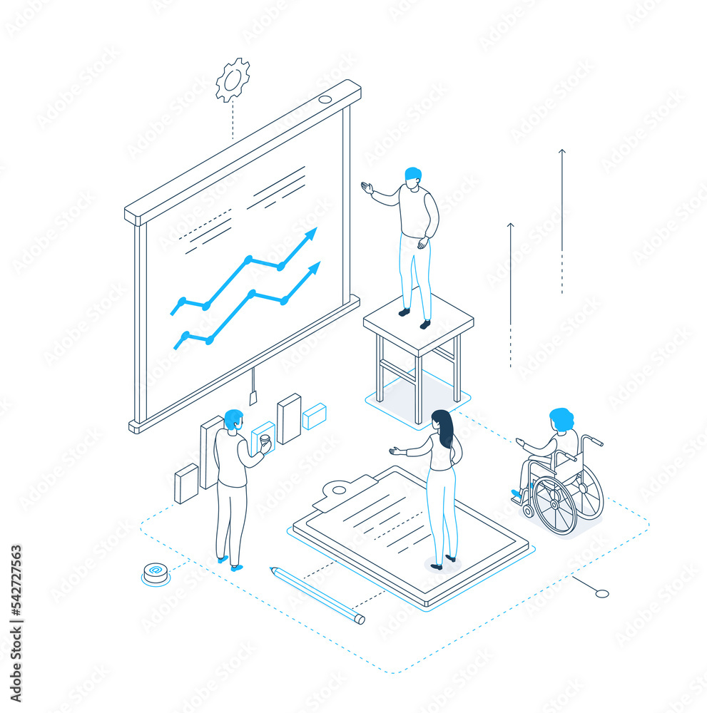 Business meeting line design style isometric illustration Business meeting line design style isometric illustration