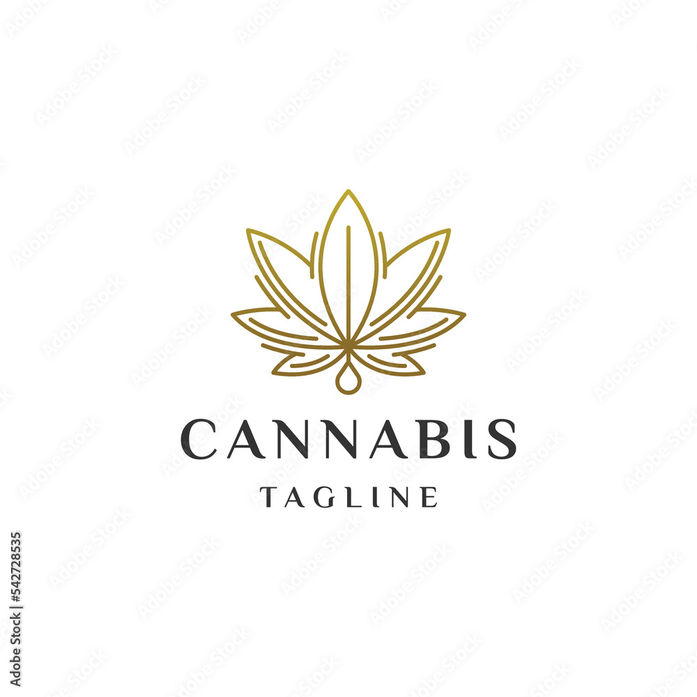 Cannabis line logo design template flat vector