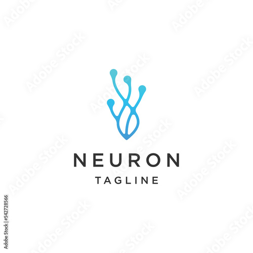 Neuron logo design template flat vector illustration