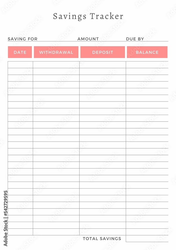 Colorful Savings Tracker Colorful Savings Tracker
