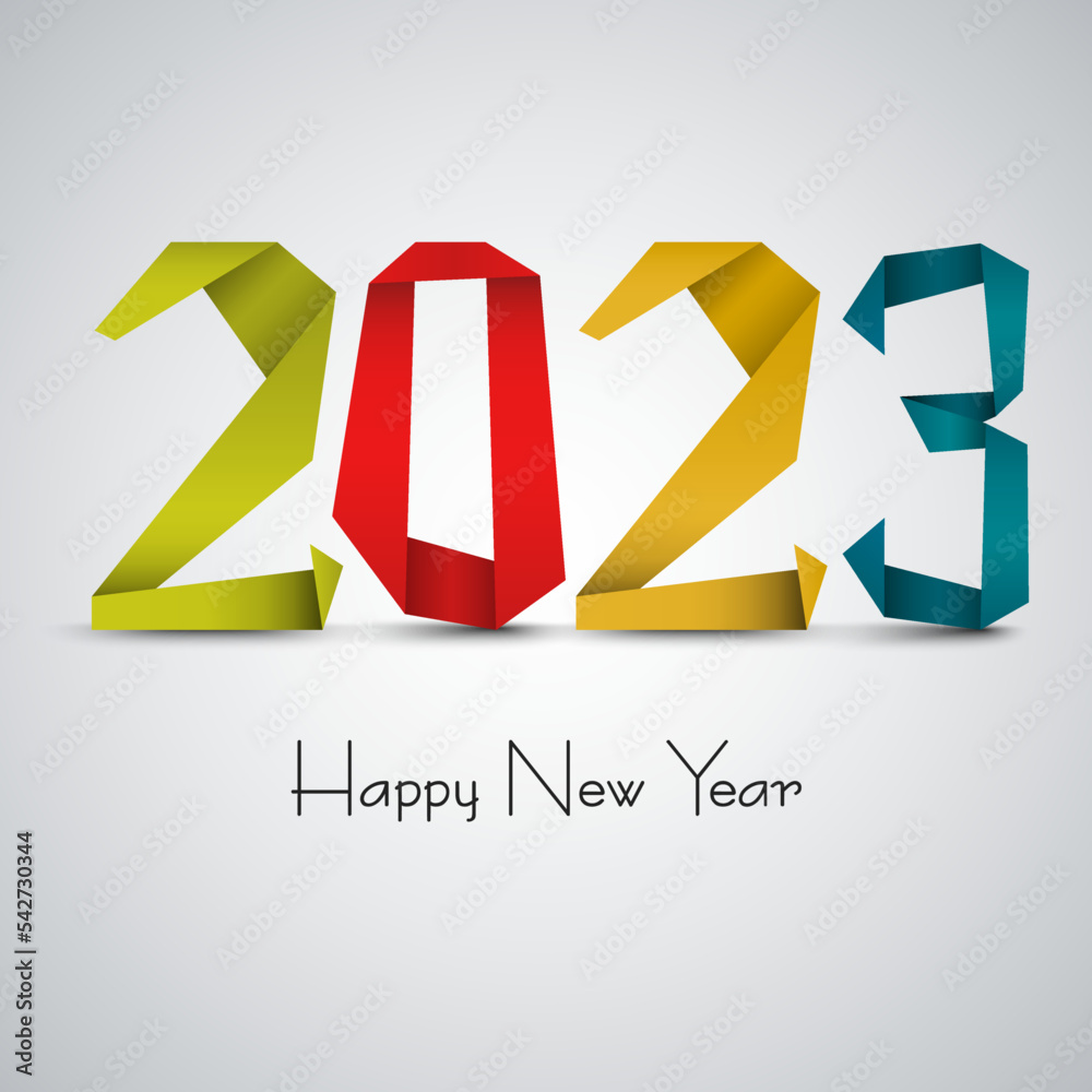 New Year background with abstract design colored folded paper New Year background with abstract design colored folded paper