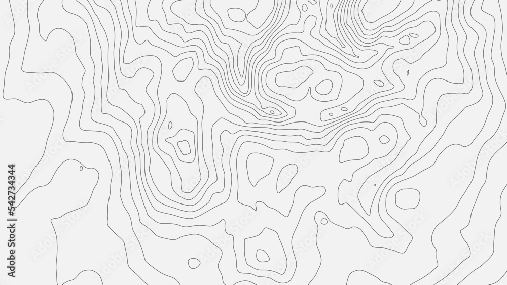The stylized height of the topographic map contour in lines and contours. Black on gray. The concept of a conditional geography scheme and the terrain path. Wide Size. Vector illustration. The stylized height of the topographic map contour in lines and contours. Black on gray. The concept of a conditional geography scheme and the terrain path. Wide Size. Vector illustration.