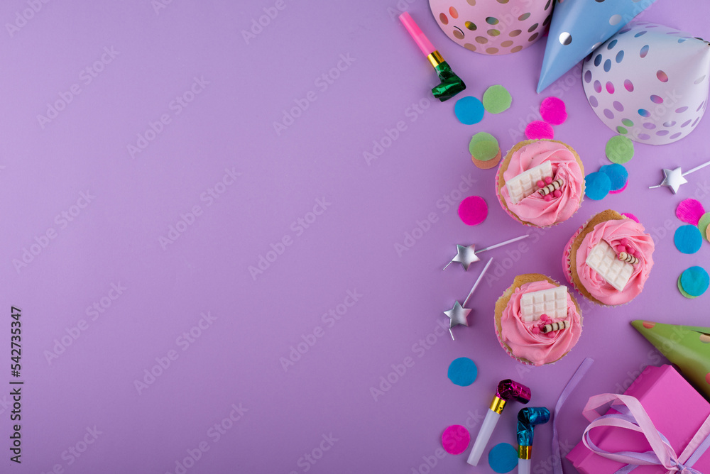 Birthday party concept with cupcake