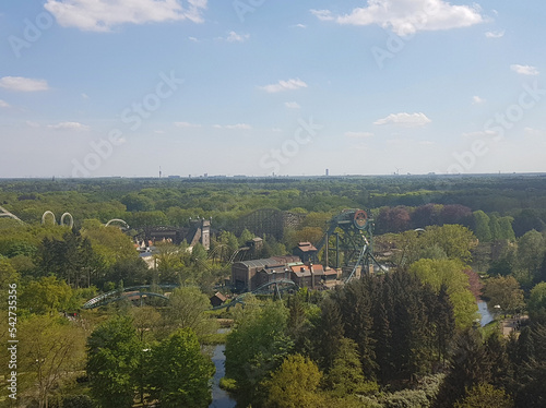Beautiful aerial panorama of the Efteling Park, which is one of the oldest theme parks, Kaatsheuvel, Netherlands.