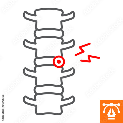 Intervertebral hernia line icon, outline style icon for web site or mobile app, orthopedic and traumatology, herniated disc vector icon, simple vector illustration, vector graphics.