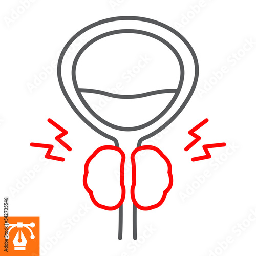 Prostatitis line icon, outline style icon for web site or mobile app, men and diseases, prostate gland pain vector icon, simple vector illustration, vector graphics with editable strokes.