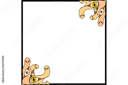 Halloween Frame Border on a freaky big-eyed monster theme