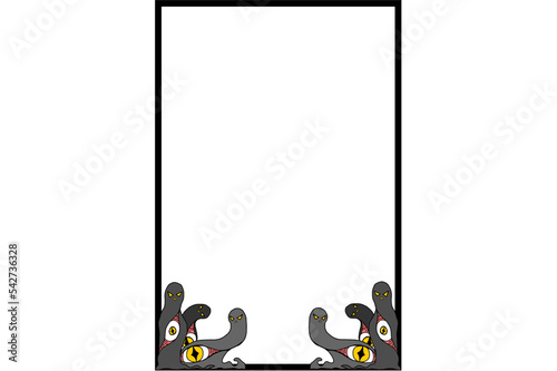 Halloween Frame Border on a freaky big-eyed monster theme