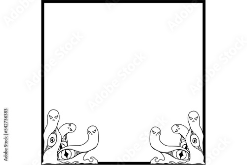 Halloween Frame Border on a freaky big-eyed monster theme