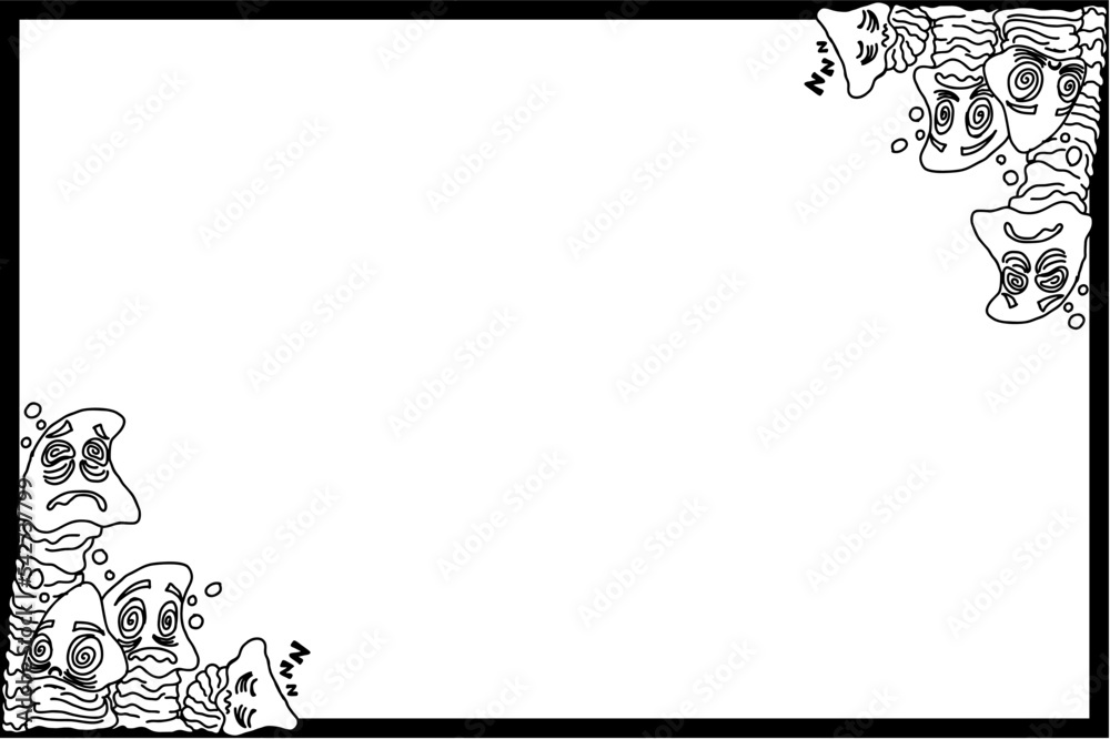 Halloween Frame Boreder with Drunk Poisonous Mushroom theme Halloween Frame Boreder with Drunk Poisonous Mushroom theme