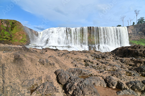 Scenic View of Sae Pong Lai Waterfall in Southern Laos