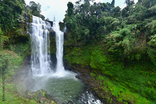 Scenery of Tad Yuang Waterfall in Champasak, Southern Laos photo