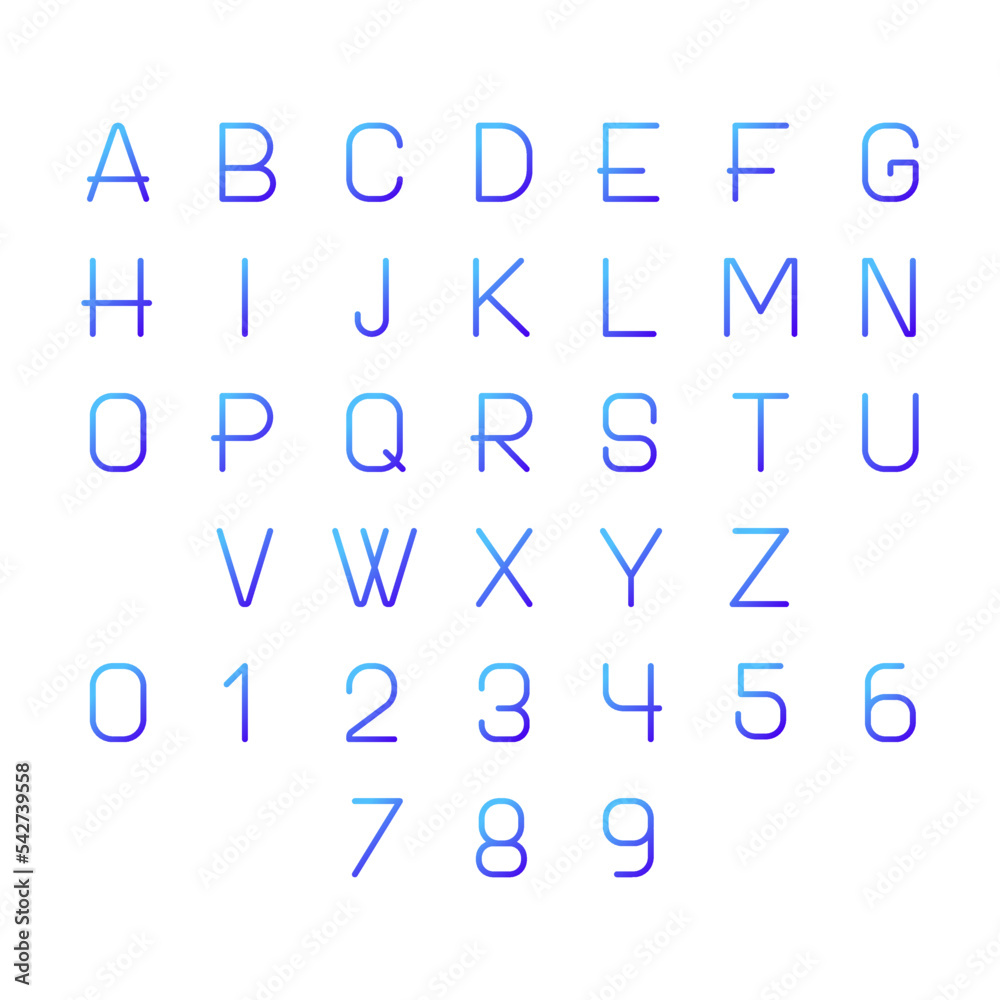Numbers and letters pixel perfect gradient linear vector icons set. Education material. ABC and digits dataset. Thin line contour symbol designs bundle. Isolated outline illustrations collection Numbers and letters pixel perfect gradient linear vector icons set. Education material. ABC and digits dataset. Thin line contour symbol designs bundle. Isolated outline illustrations collection