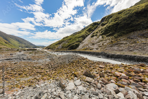 river bed at the end end of glacier, New Zealand
