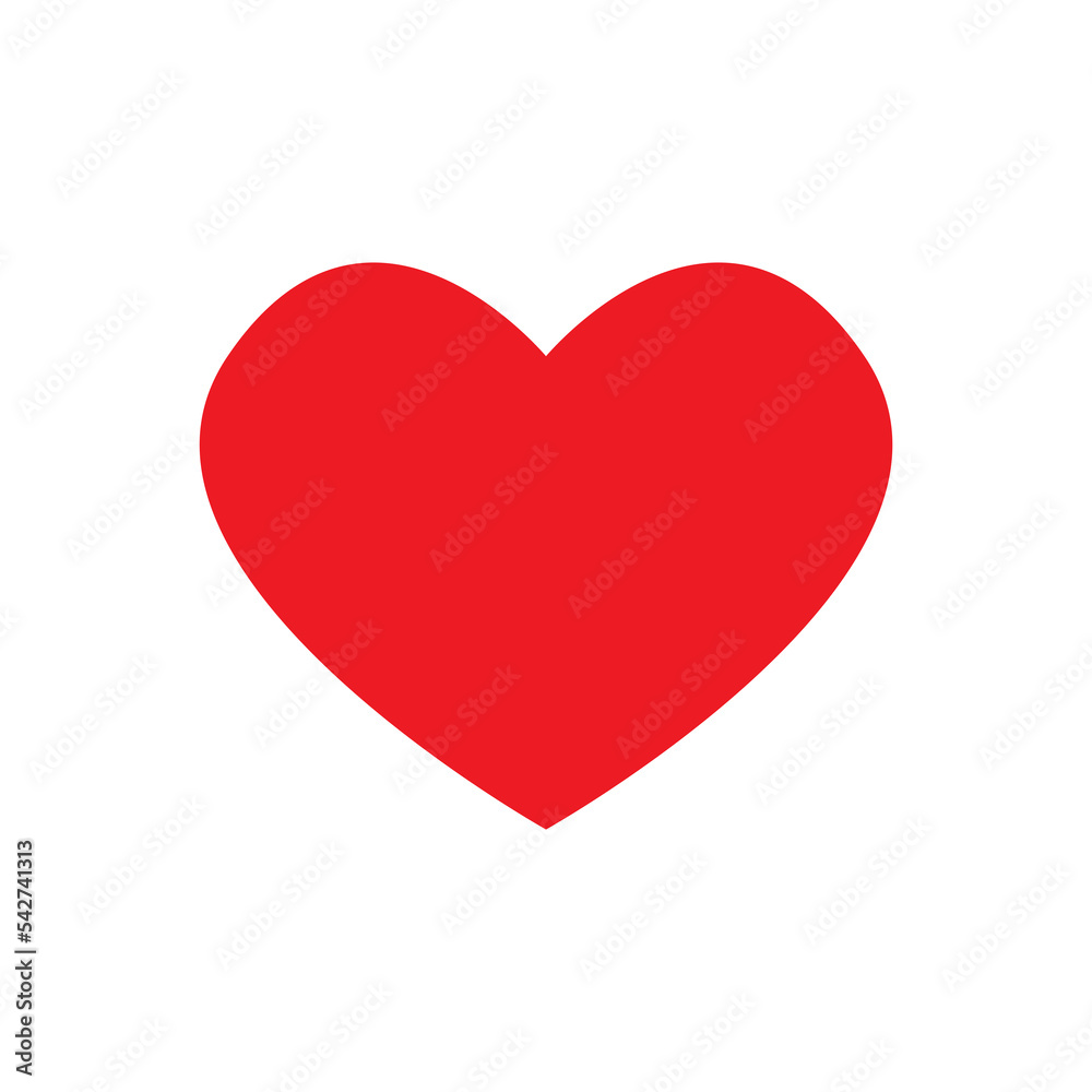 Red heart icon in flat style for web design and apps. Vector illustration isolated on white background