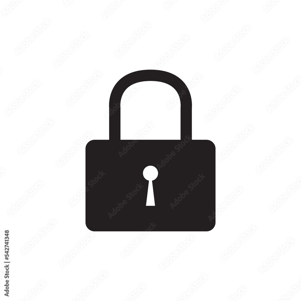 Security lock flat icon for apps. Vector illustration isolated on white background Security lock flat icon for apps. Vector illustration isolated on white background