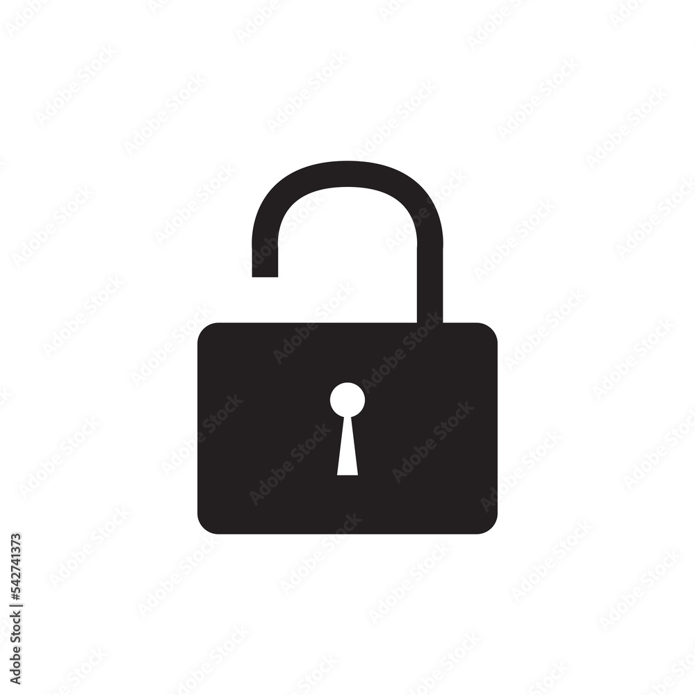 Security unlock flat icon for apps. Vector illustration isolated on white background Security unlock flat icon for apps. Vector illustration isolated on white background