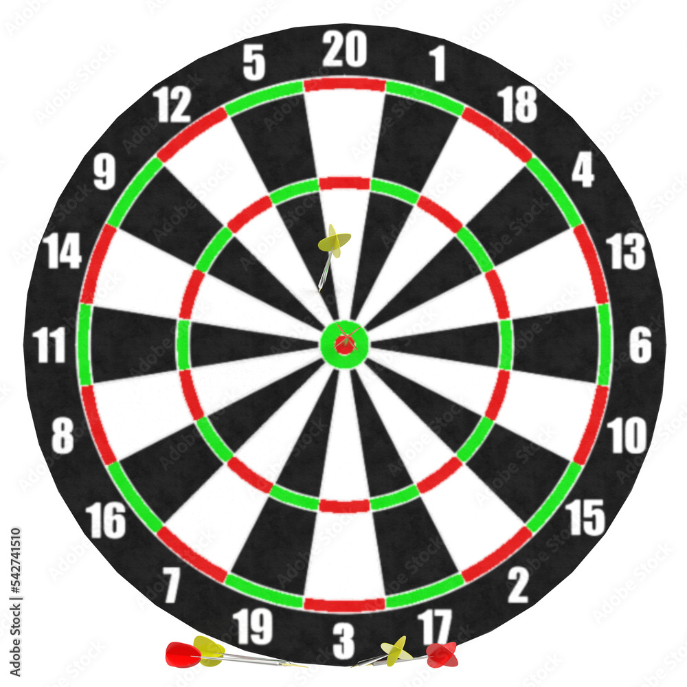 3d rendering illustration of some darts with a target board 3d rendering illustration of some darts with a target board