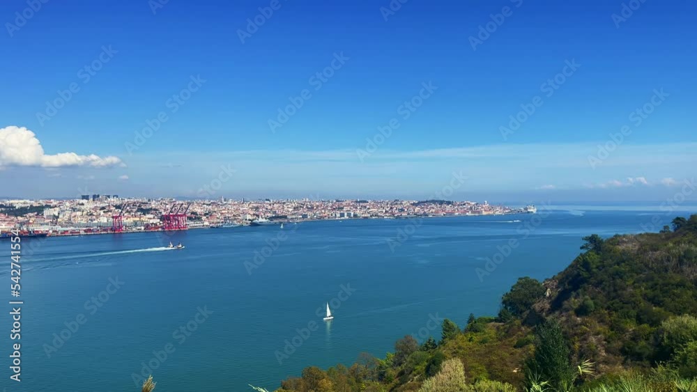 Panoramic view over the city of Lisbon from the Almada district Panoramic view over the city of Lisbon from the Almada district
