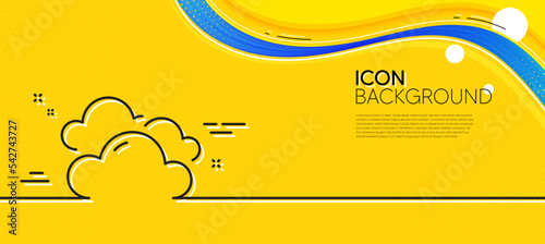 Cloudy weather line icon. Abstract yellow background. Clouds sign. Sky symbol. Minimal cloudy weather line icon. Wave banner concept. Vector