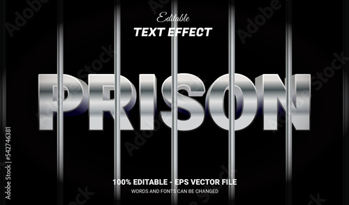 prison editable 3s chrome text effect template design