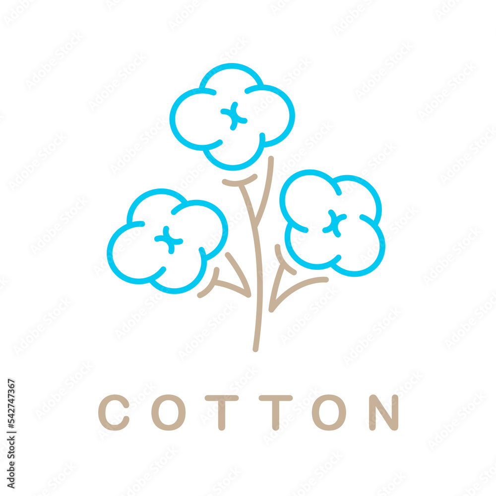 Cotton label or logo template on white background. Bouquet of cotton flower. Vector illustration Cotton label or logo template on white background. Bouquet of cotton flower. Vector illustration