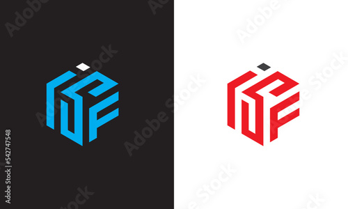ISF  letter hexagon logo design.
