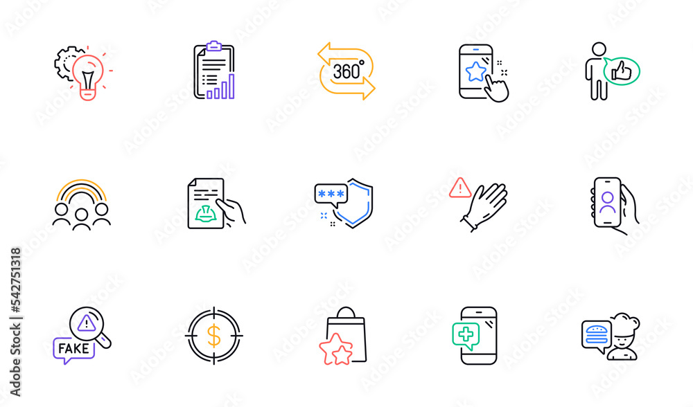 Idea gear, Inclusion and Chef line icons for website, printing. Collection of Checklist, Dollar target, Use gloves icons. Medical phone, 360 degree, Loyalty points web elements. Vector Idea gear, Inclusion and Chef line icons for website, printing. Collection of Checklist, Dollar target, Use gloves icons. Medical phone, 360 degree, Loyalty points web elements. Vector