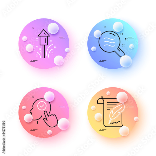 Select user, Fireworks and Skin condition minimal line icons. 3d spheres or balls buttons. Feather icons. For web, application, printing. Vector