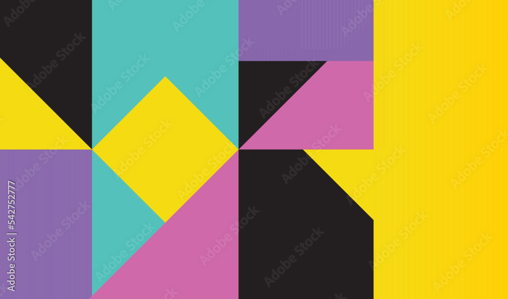 Abstract composition with geometric shapes. Design of poster template with copyspace. Vector illustration.