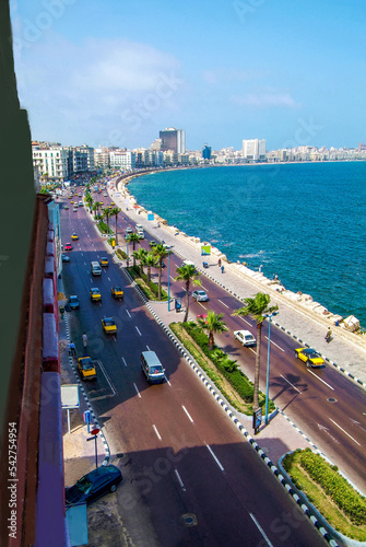 Canvas Print Amazing sunny coastline  of Alexandrian bay in Alexandria, Egypt