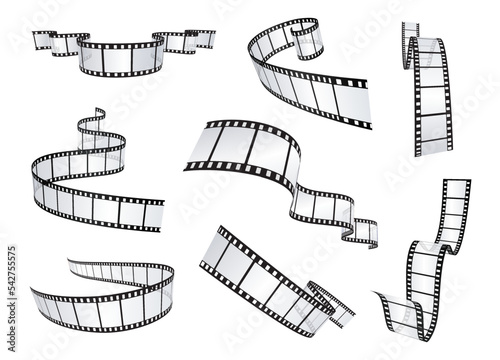 Set of realistic film or movie reels strips. Vector illustration