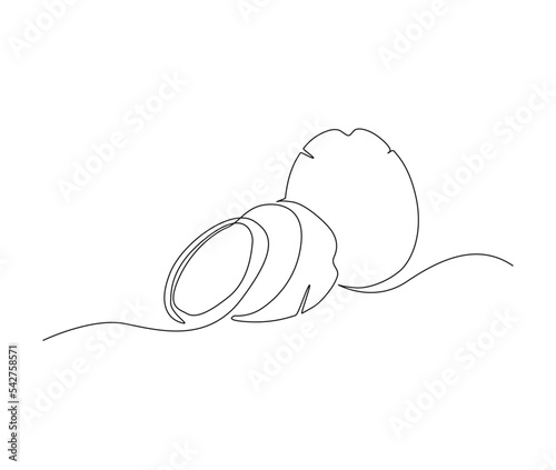 Continuous one line drawing of potatoes. Sliced of potato vegetabe simple line art vector design.