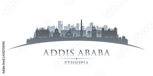 Addis Ababa Ethiopia city silhouette white background
