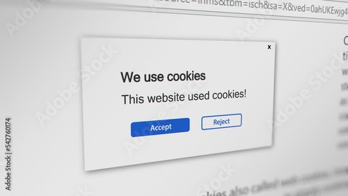 Mouse Cursor Clicking Accept Cookies on a Website. All data on the Footage are Fictional, Created Especially for This Concept
