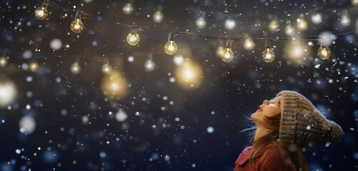 A little girl rests on top at christmas - childhood belief