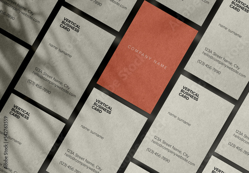 Vertical Business Card Mockup with Editable Background