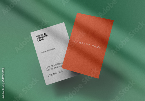 Vertical Business Card Mockup with Editable Background