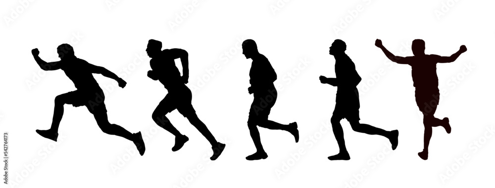 set of silhouette of a runner, running man set of silhouette of a runner, running man