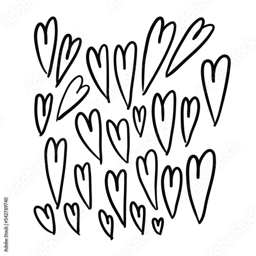 many contour hearts rise into the air. vector illustration.