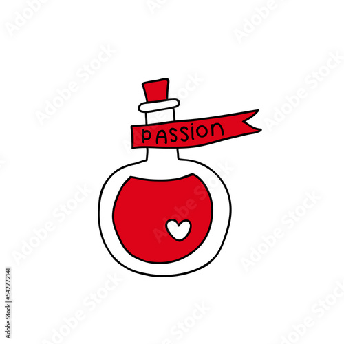 mystical glass bottle with a magical desire drink passion. vector illustration