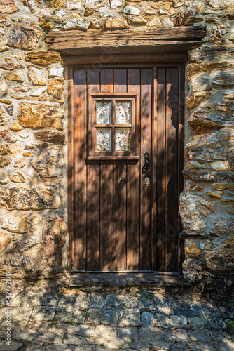 Traditional door lock made of timber in the old schist village of Casal de Sao Simao, Figueiró dos Vinhos PORTUGAL