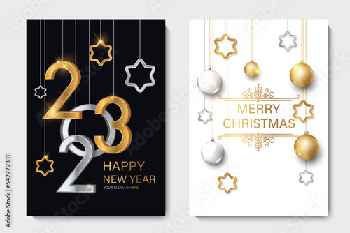 Happy New 2023 Year elegant design vector illustration of color logo